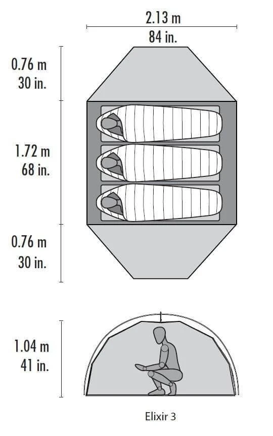 MSR Elixir 3 / 3 Persoons Tent Grijs 3 MSR Elixir 3 / 3 Persoons Tent Grijs - Afbeelding 3