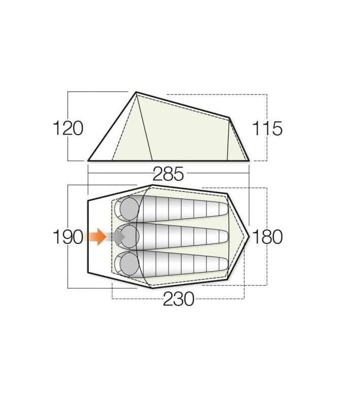 Vango Soul 300 / 3 Persoons Tent - Groen 2 Vango Soul 300 / 3 Persoons Tent - Groen - Afbeelding 2