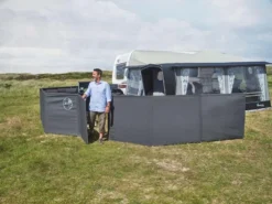 Isabella Mega Granite 4-delig Windscherm - Donkergrijs -Winkel Voor Buitenartikelen 63695 isabella windscherm mega granite 4 delig