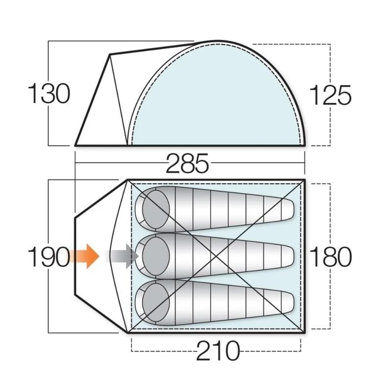 Vango Alpha 300 / 3 Persoons Tent - Blauw 2 Vango Alpha 300 / 3 Persoons Tent - Blauw - Afbeelding 2