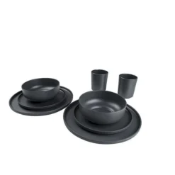 Bo-Camp Patom 16-delige Serviesset Donkergrijs -Winkel Voor Buitenartikelen 79360 bo camp bc ind serviesset patom 16 dlg antraciet