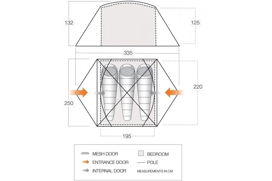Vango Tryfan 300 / 3-Persoons Tent Groen 2 Vango Tryfan 300 / 3-Persoons Tent Groen - Afbeelding 2