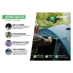 Vango Alpha 250 CLR / 2 Persoons Tent Blauw -Winkel Voor Buitenartikelen 96954 vango alpha 250 clr 2 persoons tent