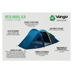 Vango Beta 450XL CLR / 4 Persoons Tent Blauw -Winkel Voor Buitenartikelen 96968 vango beta 450xl clr 4 persoons tent
