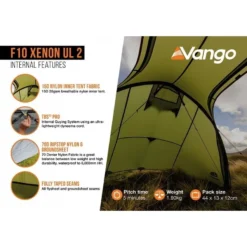 Vango F10 Xenon UL 2 / 2 Persoons Tent Groen -Winkel Voor Buitenartikelen 96975 vango f10 xenon ul 2 2 persoons tent