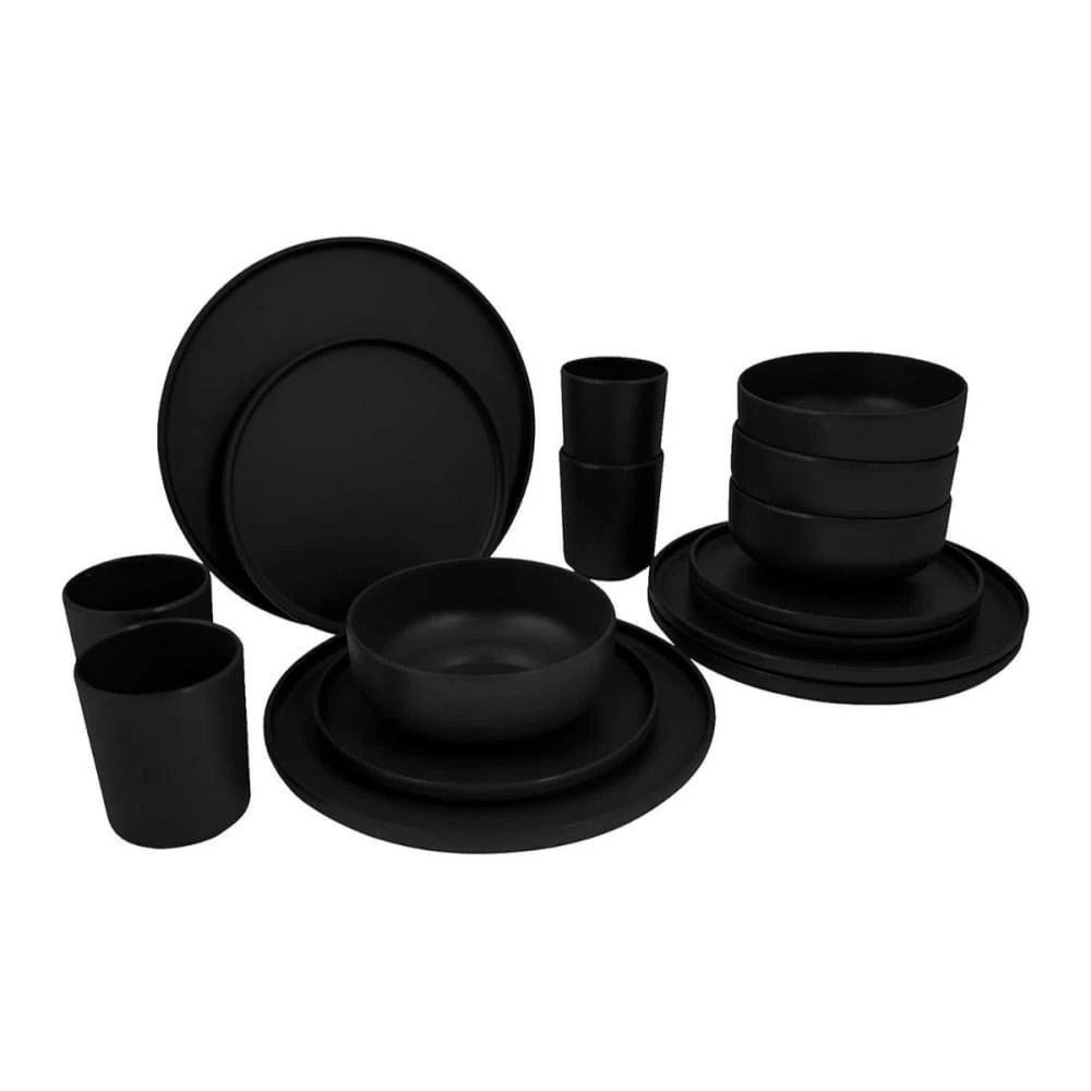 Bo-Camp Patom 16-delige Serviesset Zwart 1 Bo-Camp Patom 16-delige Serviesset Zwart